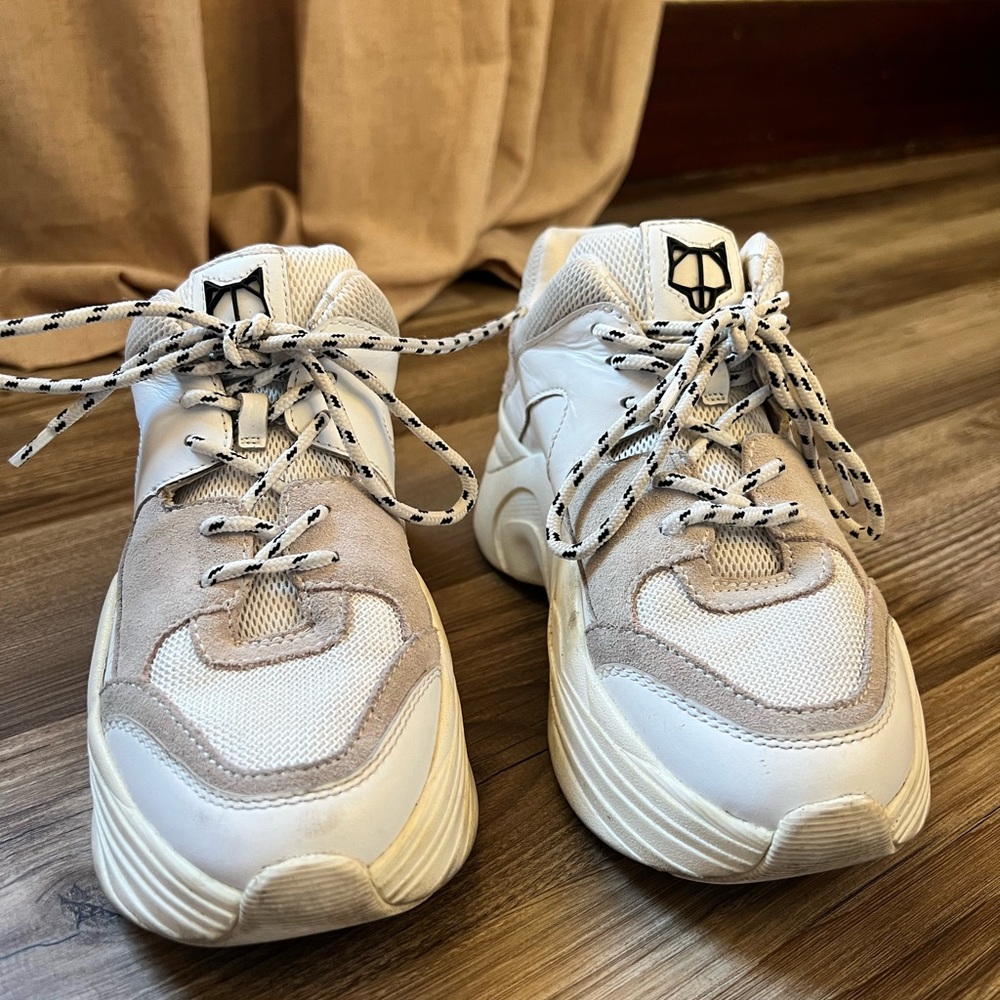 Naked Wolfe Cream and White Sneakers